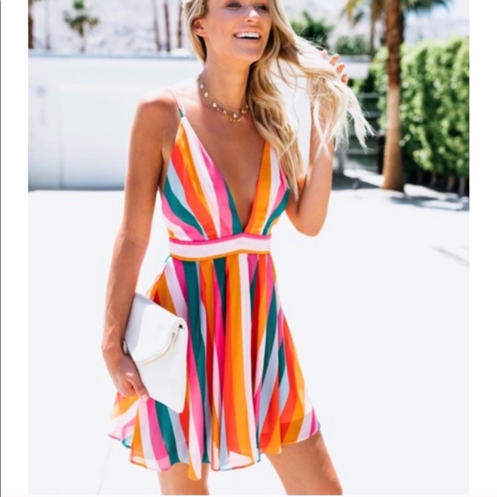 NWT Taste the Rainbow Striped Dress - L